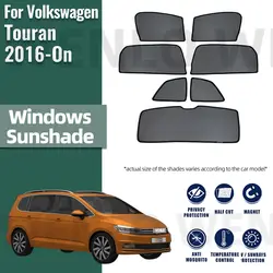 For Volkswagen VW Touran 2016-2023 2024 Car Sunshade Shield Magnetic Front Windshield Frame Curtain Rear Side Window Sun Shades