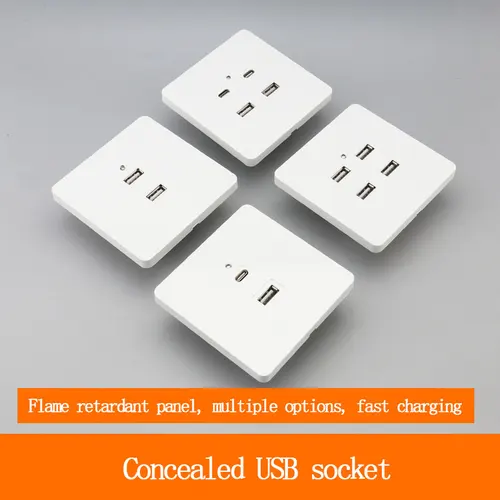 Imagen 1 del producto 86 tipo 2/4/6 puertos interruptor enchufe panel usb tipo c sitio de construcción 220v a 5v electricista universal panel de carga rápida de alta potencia