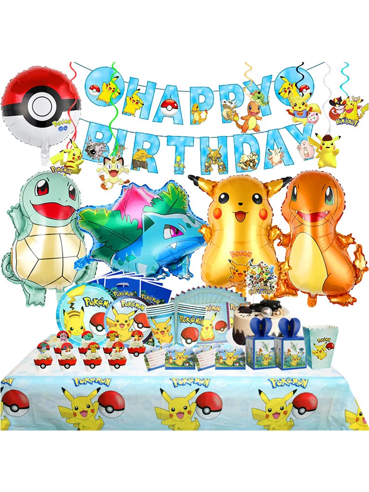 Klassische Pikachu Geburtstag Party Dekoration Hintergrund Kinder Kinder Event Liefert Für Geburt Banner Einweg Geschirr