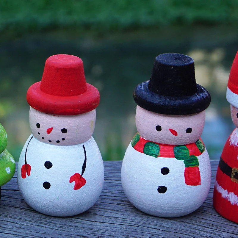 1 pz non finito in legno naturale persone Peg bambola pupazzo di neve albero bambini pittura fai da te giocattolo
