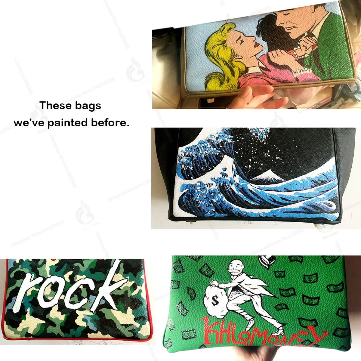 BUYER CUSTOMIZED LIST BIG FOR ART HAND PAINTED Genuine Leather Bags