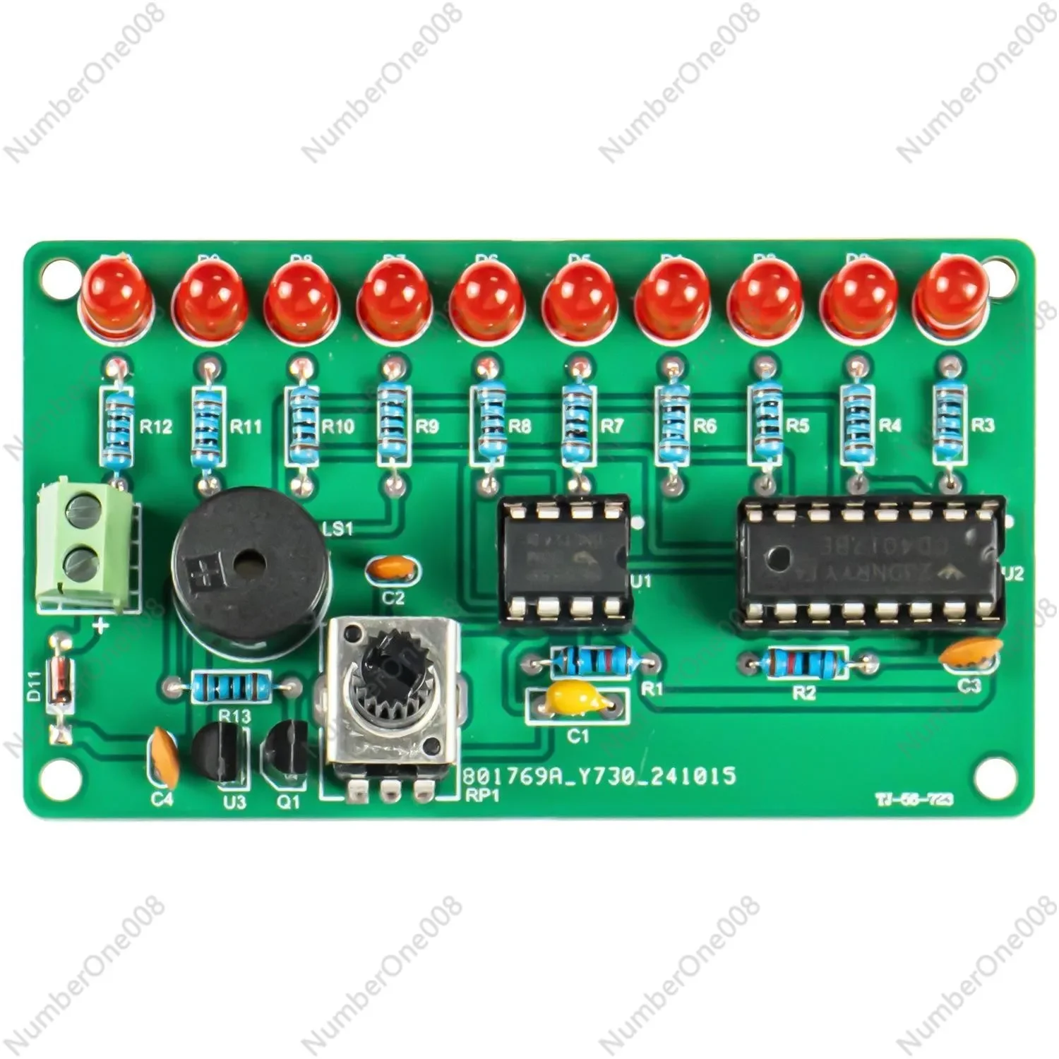 NE555+CD4017 Music Flowing Light Kit DIY Electronic Teaching Training Circuit Board Soldering Parts TJ-56-723
