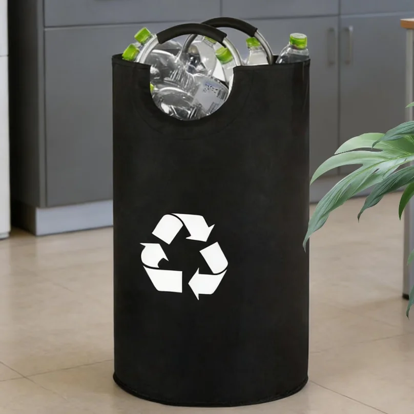 Indoor Recycling Bins For Kitchen 82L Oxford Folding Storage Recycling Garbage Can For Home Dorm Laundry Room Garage Bedroom