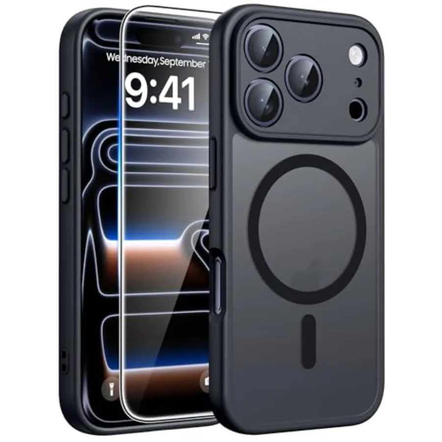 

for iPhone 17 Pro Case: [Compatible with Magsafe] Translucent Matte Cases with [Full Camera Protection] [Screen Protector] Mili