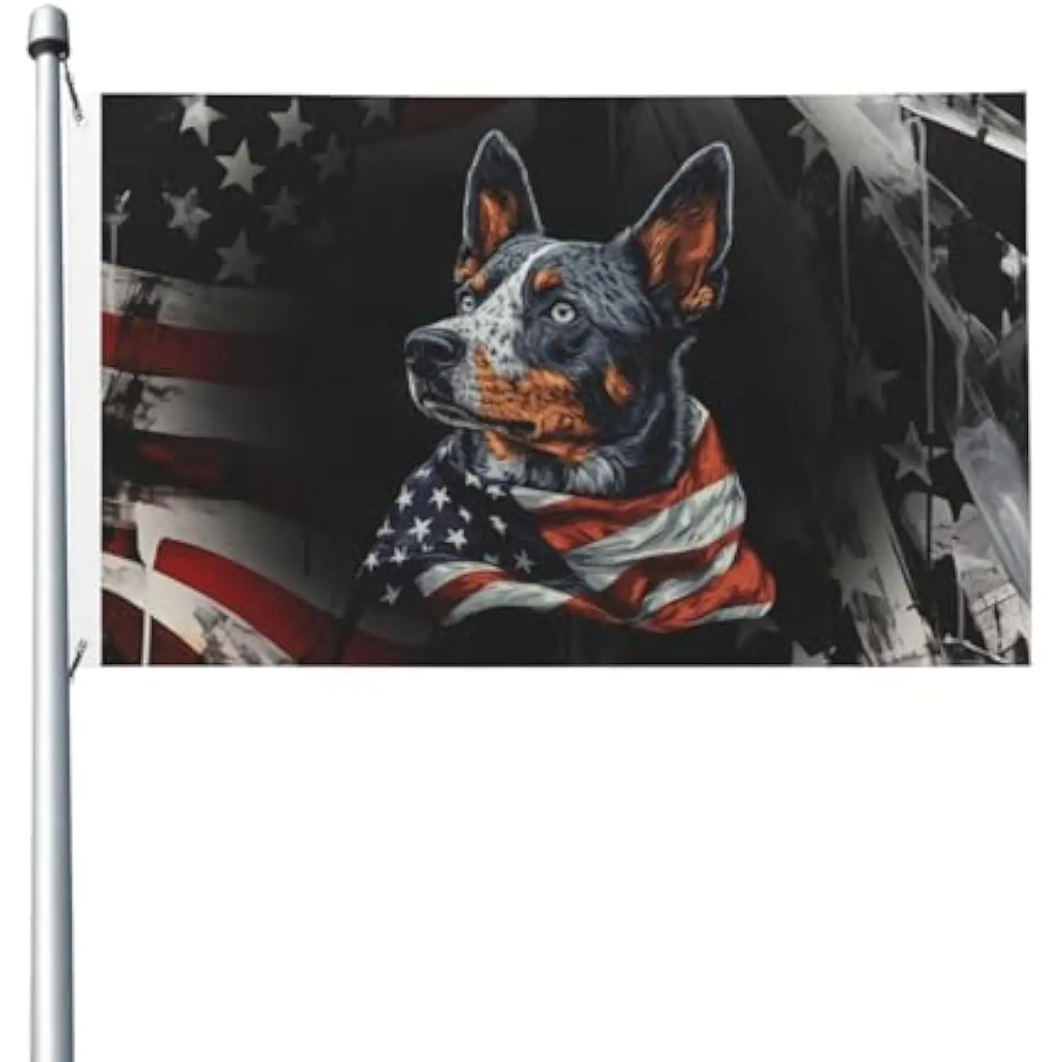Patriotic Blue Heeler Dog American Flag Garden Flag Durable Single-sided Printing Indoor Outdoor Decor