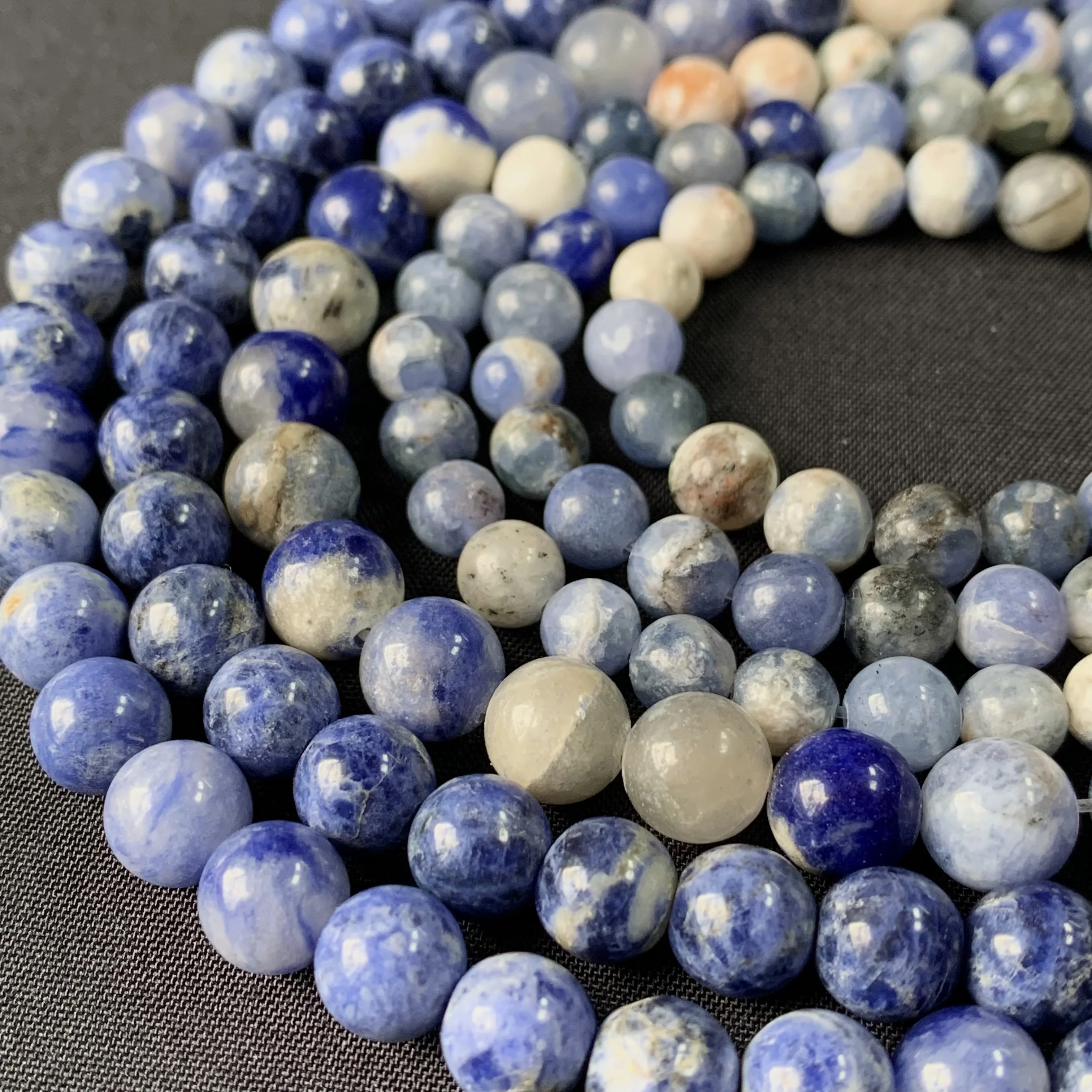 Manik-manik Sodalite alami helai bulat longgar manik-manik pemisah untuk membuat perhiasan DIY gelang pesona anting aksesoris 6MM 8MM