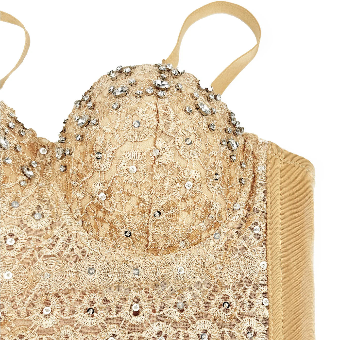 Kanten hemdje top voor hete meisjes Strass kralen korte sexy blouse buikdans afslankend korset zonder been