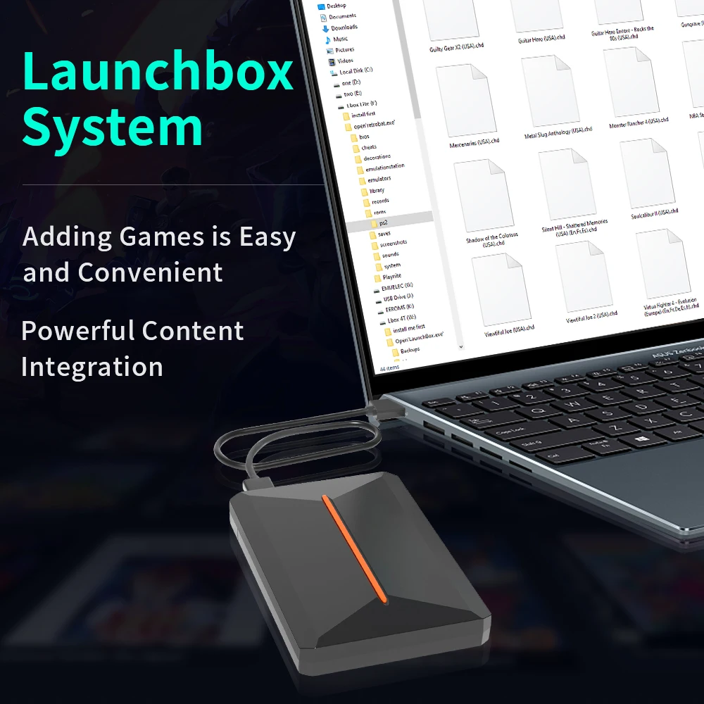 Launchbox Gaming Consoles 500G Gaming HDD For PS4/PS3/PS2/PS1/Wii/Wiiu/Gamecube/N64 With 3700+ 3D/Retro Games For WIN PC/Laptop