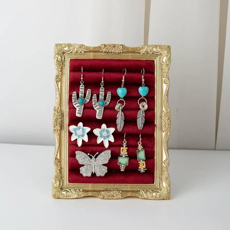  Versatile Retro Velvety Jewelry Tray With Photo Frame Design Perfect For Showcasing Rings Earrings And Small Collectibles