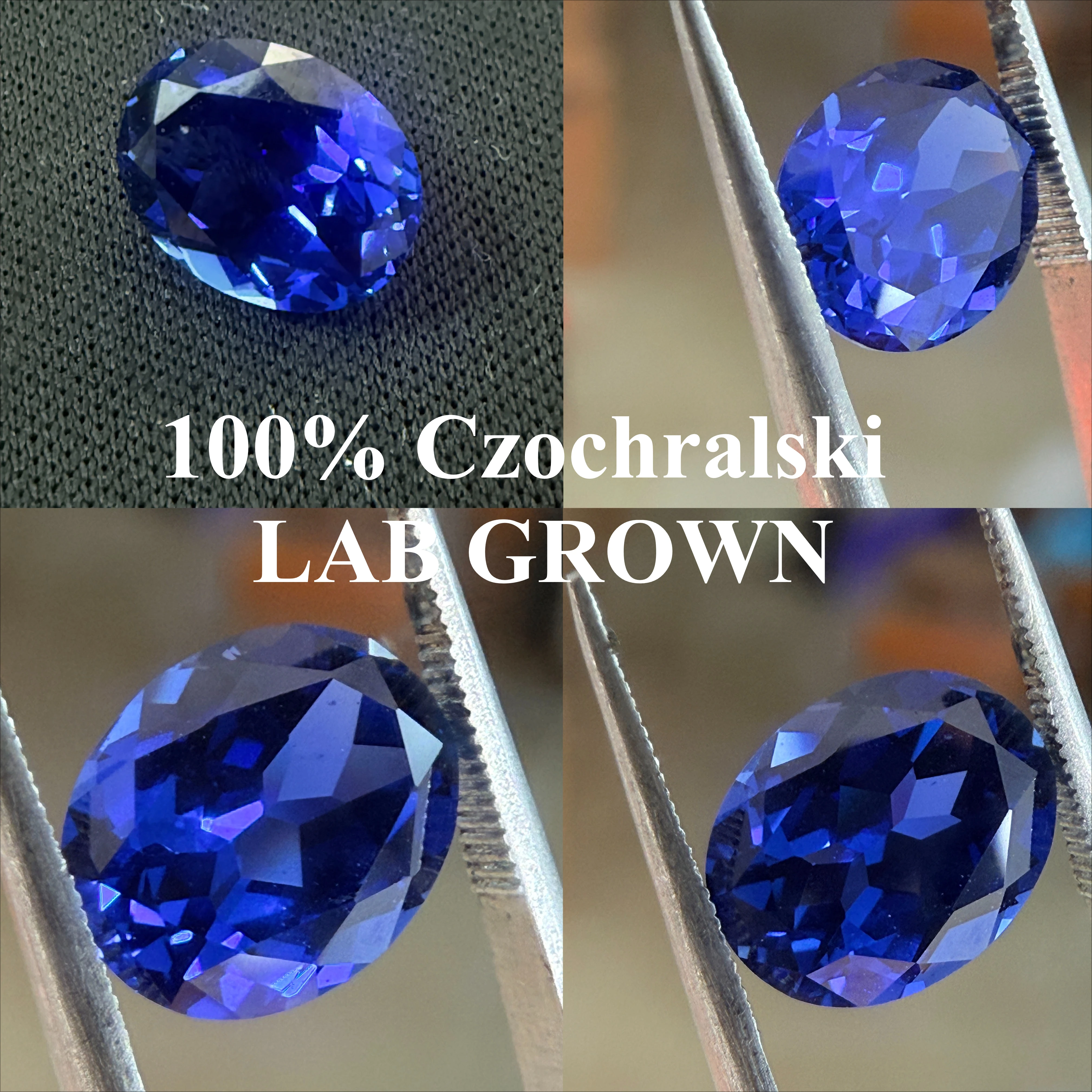 100% Czochralski method Lab Grown Sapphire Oval Cut Royal Blue hand cutting Pendant Gemstone  natural cutting AGL Certificate