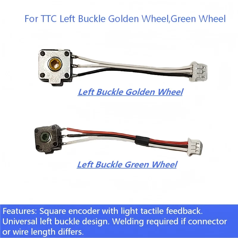 

For TTC Square Mouse Scroll Wheel Encoder Green & Golden Wheel with Cable, Compatible with Basilisk, G502, Mamba Series Mice