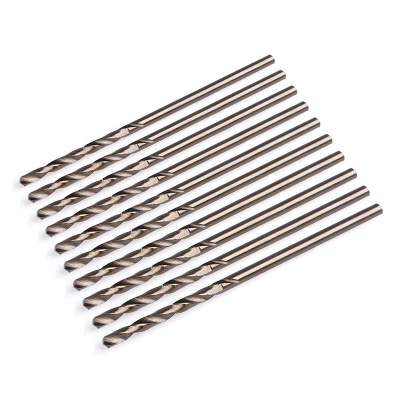 HSS High Speed Steel Mini Drill Bits 10x for Drilling Holes in Alloy Steel,Nonferrous Metal, cast Iron and Hard Plastics