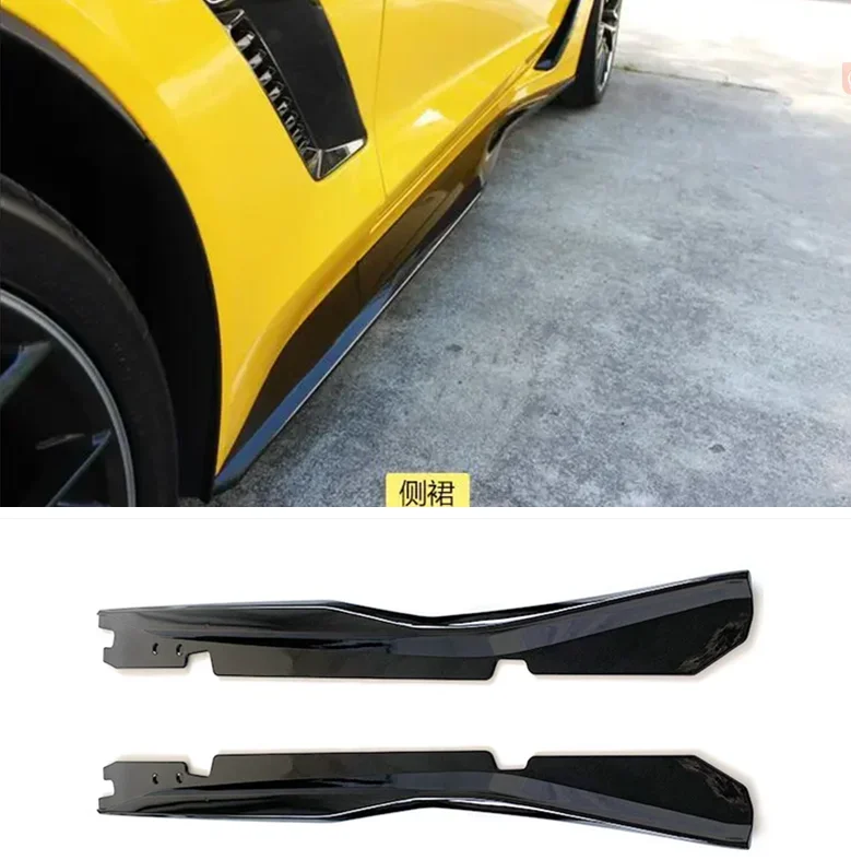 ABS Black Body Skirts For For Chevrolet Corvette C7 2014 2015 2016 2017 2018 2019 Side Extension Body Skirts Kit lip Cover