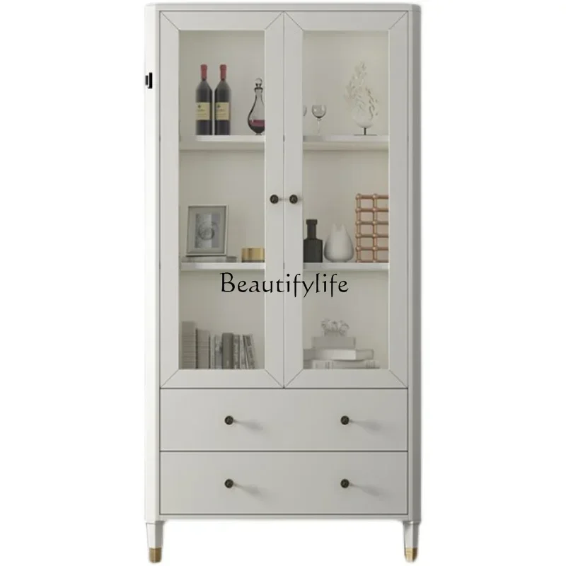 

New Arrivals American light luxury solid wood double door wardrobe simple modern lockerss 7304