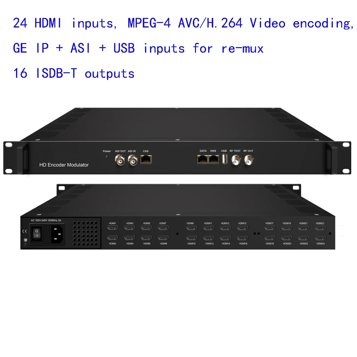 NDS3536S 24 HDMI to ISDB-T/ATSC/DVB-C/DVB-T encoder modulator Digital TV Headend  RF Modulator