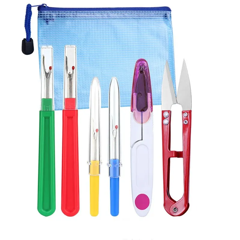 4 Pcs Colorful Seam Ripper Assortment Thread Remover Kit with Scissors  for Removing Unwanted Hems and Seams, Random Colour