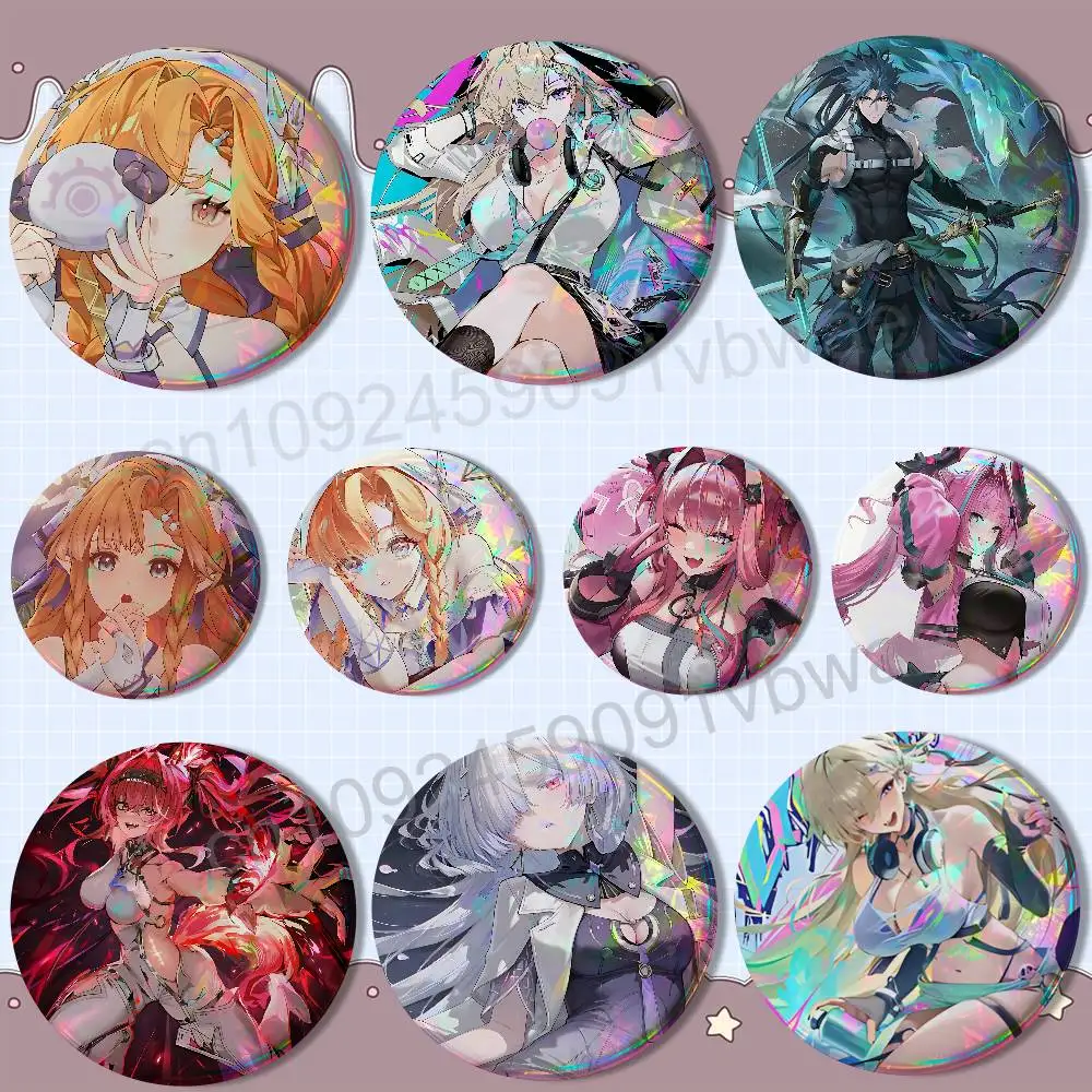 

Scarlet Wuthering Waves Sigrika Reflective Pin Tinplate Round Brooch Cartoon Cosplay Badges for Bag Hat Toys Gifts