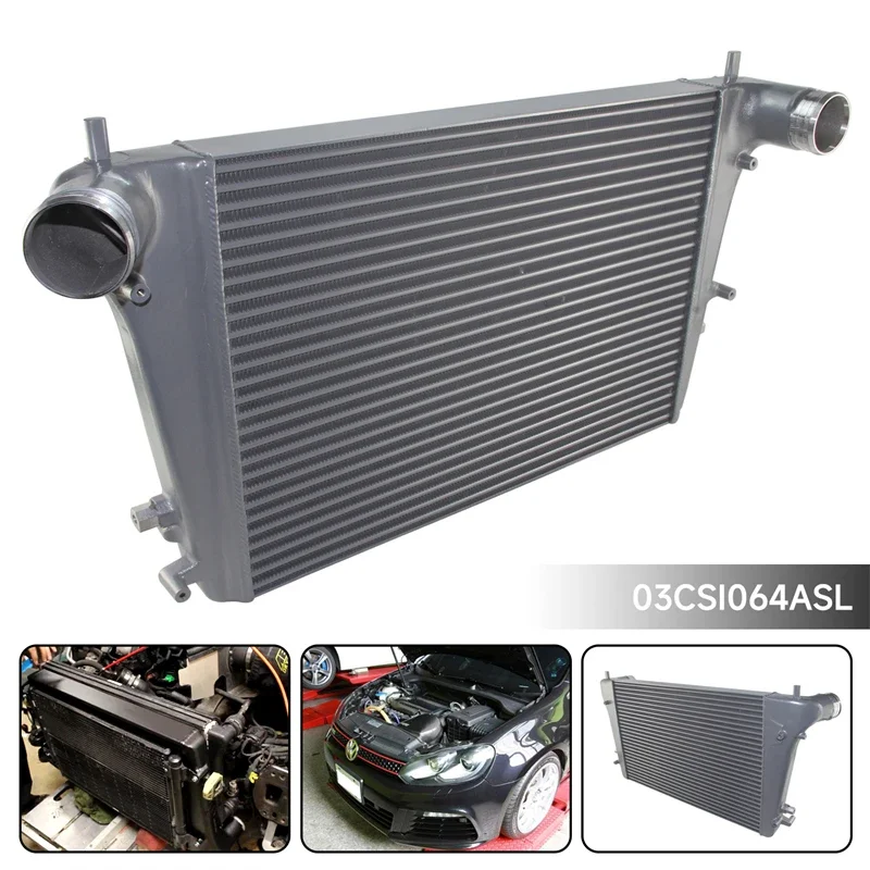 Racing Front Mount Ladeluftkühler passend für VW Golf MK6 VAG 1.6/2.0 TDI 1.4/1.8/2.0 TSI Schwarz/Silber