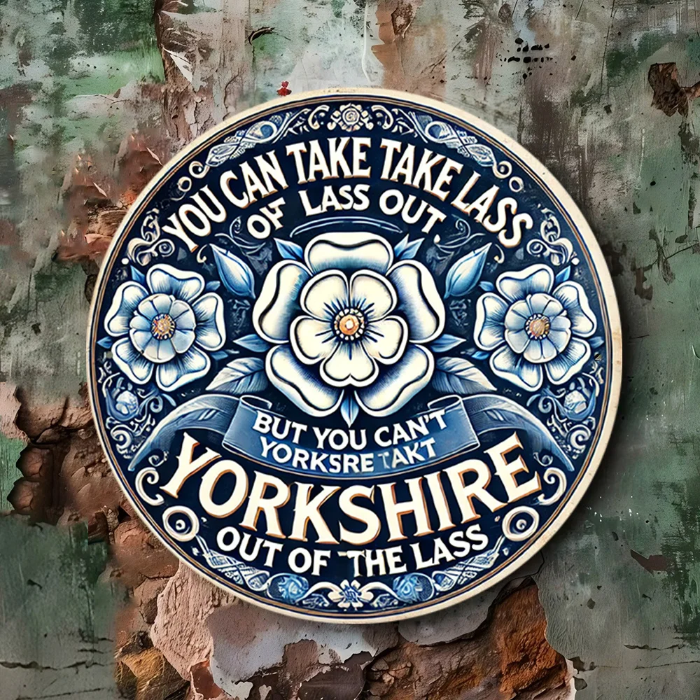 2D Flat, 2D Flat, Yorkshire Pride 2D Round Sign | High-Definition Printed Metal Wall Art Poster, Dustproof, Durable, Easy To Han