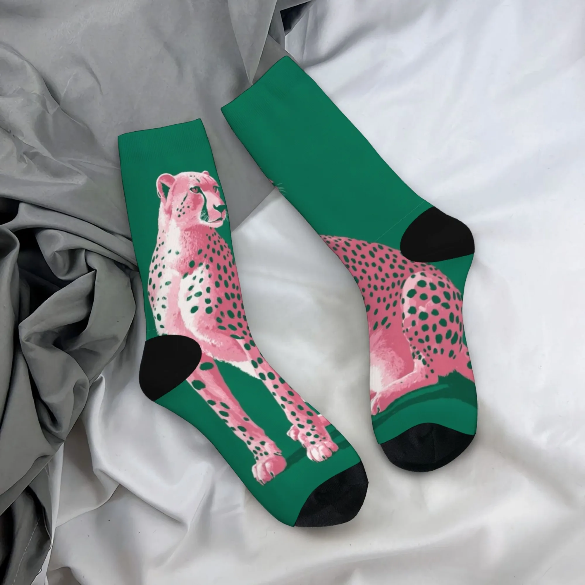 

Розовые леопардовые зеленые носки Y2K, модные носки с животным принтом, удобные и нескользящие носки для экипажа, уличные массивные носки для женщин