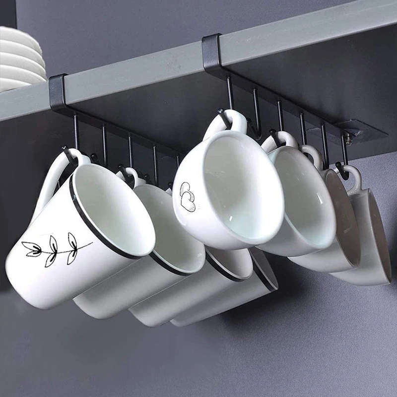 Kitchen Iron Art Seamless Nail Free Hooks Multi Row Cabinet Storage Hooks Storage of Kitchen Cabinet Wall Shelf Storage Rack