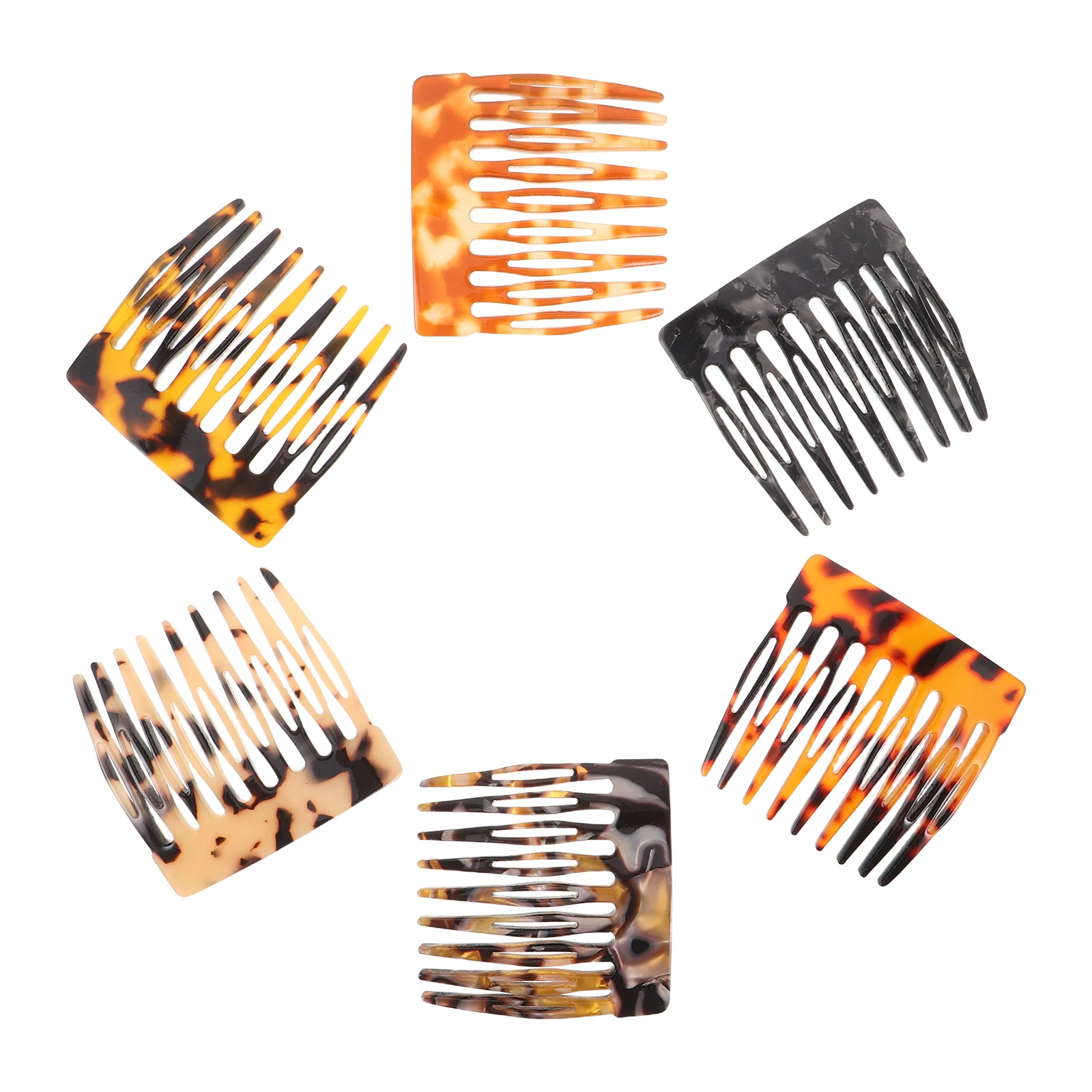 

6Pcs Leopard Print Hair Side Combs Set Small Cute Styling Clips Portable Updo Hair Accessories for Women Travel Anti-Static