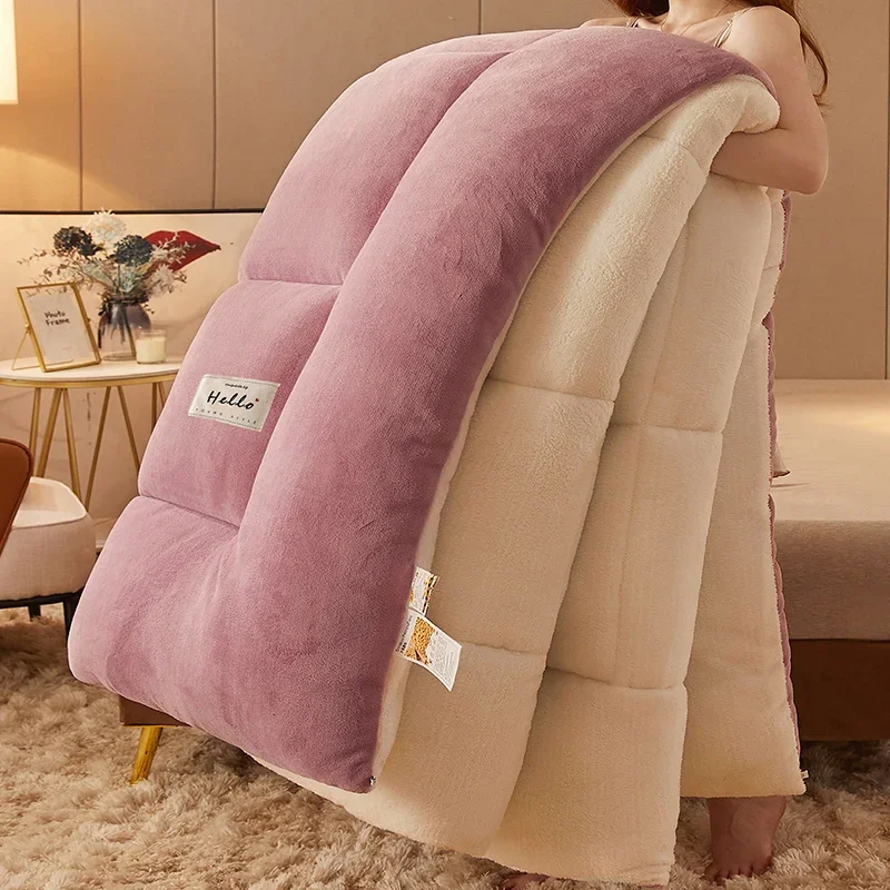 Lamb wool blanket winter thickened quilt super warm 5kg thick comforter winter spring autumn single double milk velvet blanket