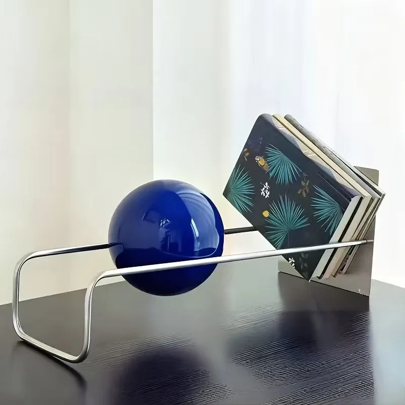 Stainless Steel Bookend, Creative Desk Organizer Shelf for Books, Modern Book Stand Display Rack for Home, Office