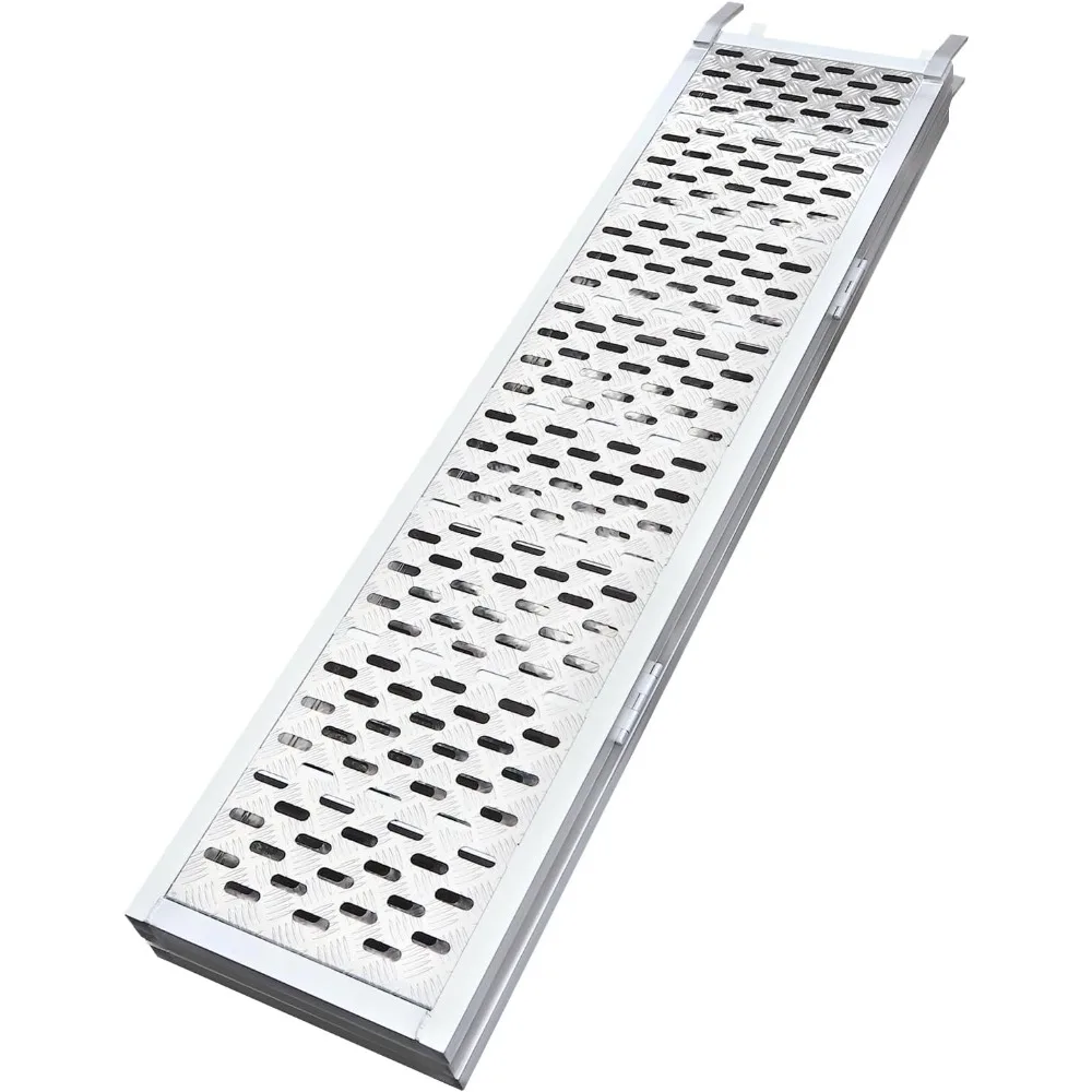Rampas de carregamento de alumínio triplas de 54 "L x 77" L Rampa dobrável com capacidade de 1500 libras com correias de carga e gancho superior extra-largo antiderrapante
