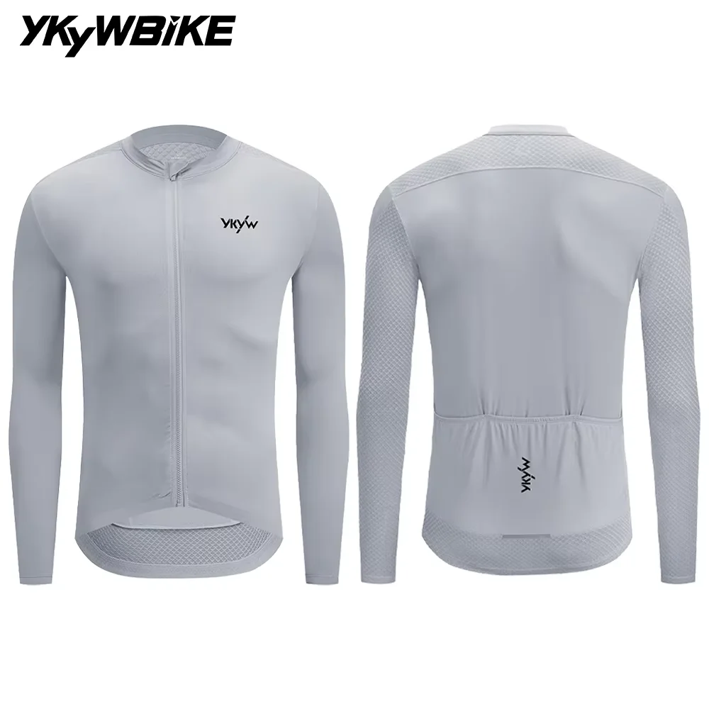 YKYWBIKE Radsporttrikot Pro Team Langarm Leichtes Frühlings-Rennradtrikot MTB Fahrradtrikot Vollarm mit YKK-Reißverschluss