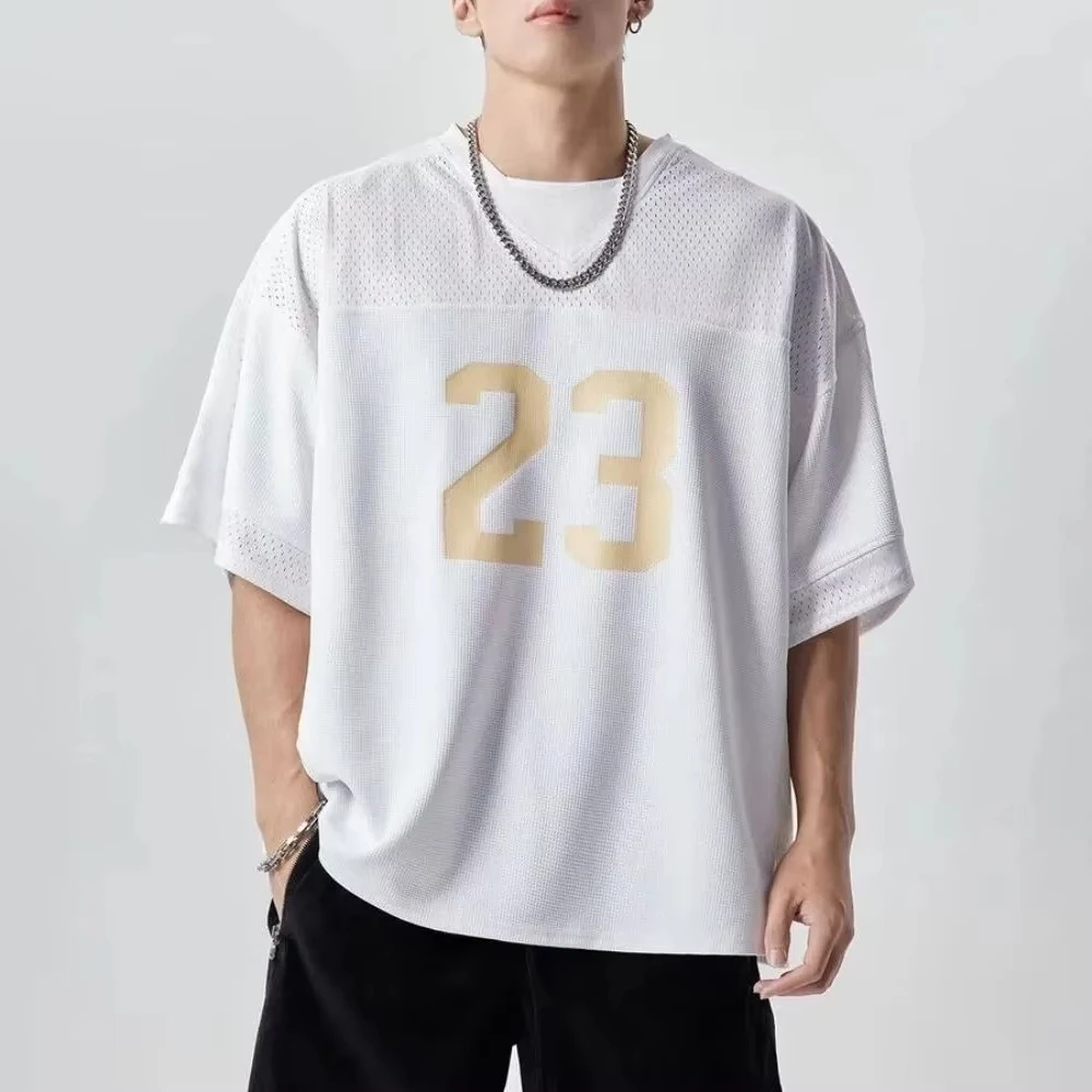 

Мужская повседневная спортивная футболка с короткими рукавами, дышащая быстросохнущая футболка, летний свободный топ для баскетбола и фитнеса 2024 года