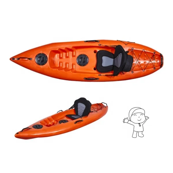 2024 Popular 2.6m One Person Single Seating Children Kid Plastic SOT Kayak Boat With Accessory