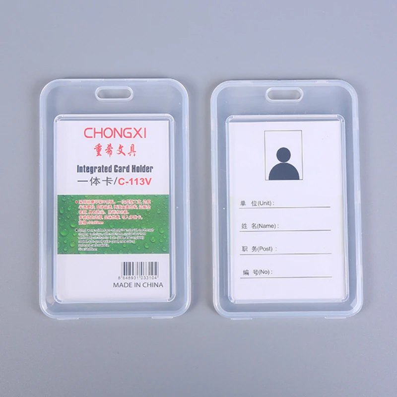 7x11.2cm Vertical Work Card Holder Transparent Plastic Staff Pass Access ID Card Case Bus Nurse Doctor Employee's Card Sleeve