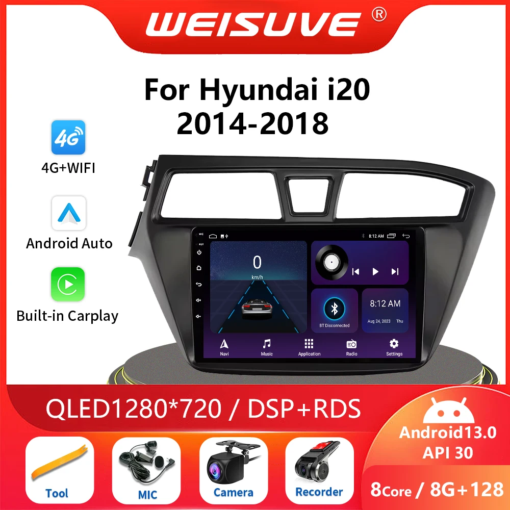 

2 Din Android 13 Car Radio Multimedia Player Stereo For Hyundai I20 2014-2018 Wireless Carplay GPS Autoradio Navigation WIFI DVD