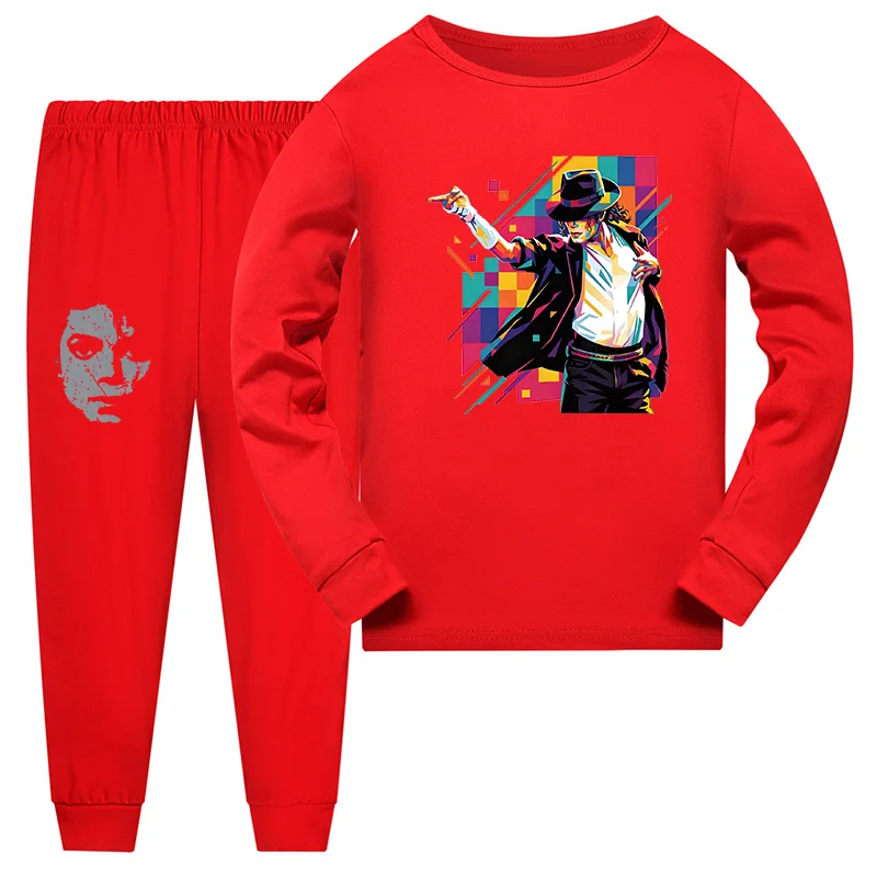 Neue Herbstkollektion: King of Pop Michael Jackson Lustiges Kleidungsset, Kinderkleidung, Mädchen-Pyjama-Set, Jungen-Schlafanzug, Nachtwäsche-Anzug – Detail 4