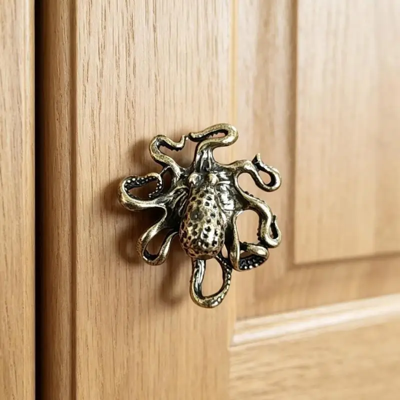 Solid Brass Seal Shaped Cabinet Drawer Knob Vintage Finish Adorable Design For Home Kitchen Wardrobe Furniture Decor