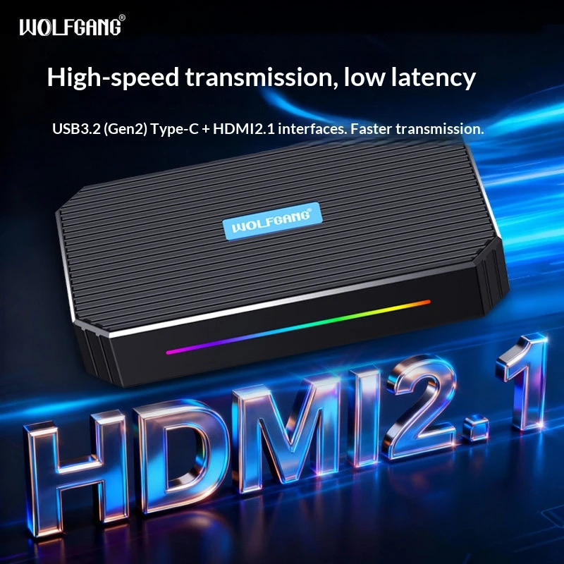 Wolfgang WVD12 Capture Card for Live Streaming Specialized 4K 144Hz Video Recorder HDMI Capture Card for Cameras Tablets PS5