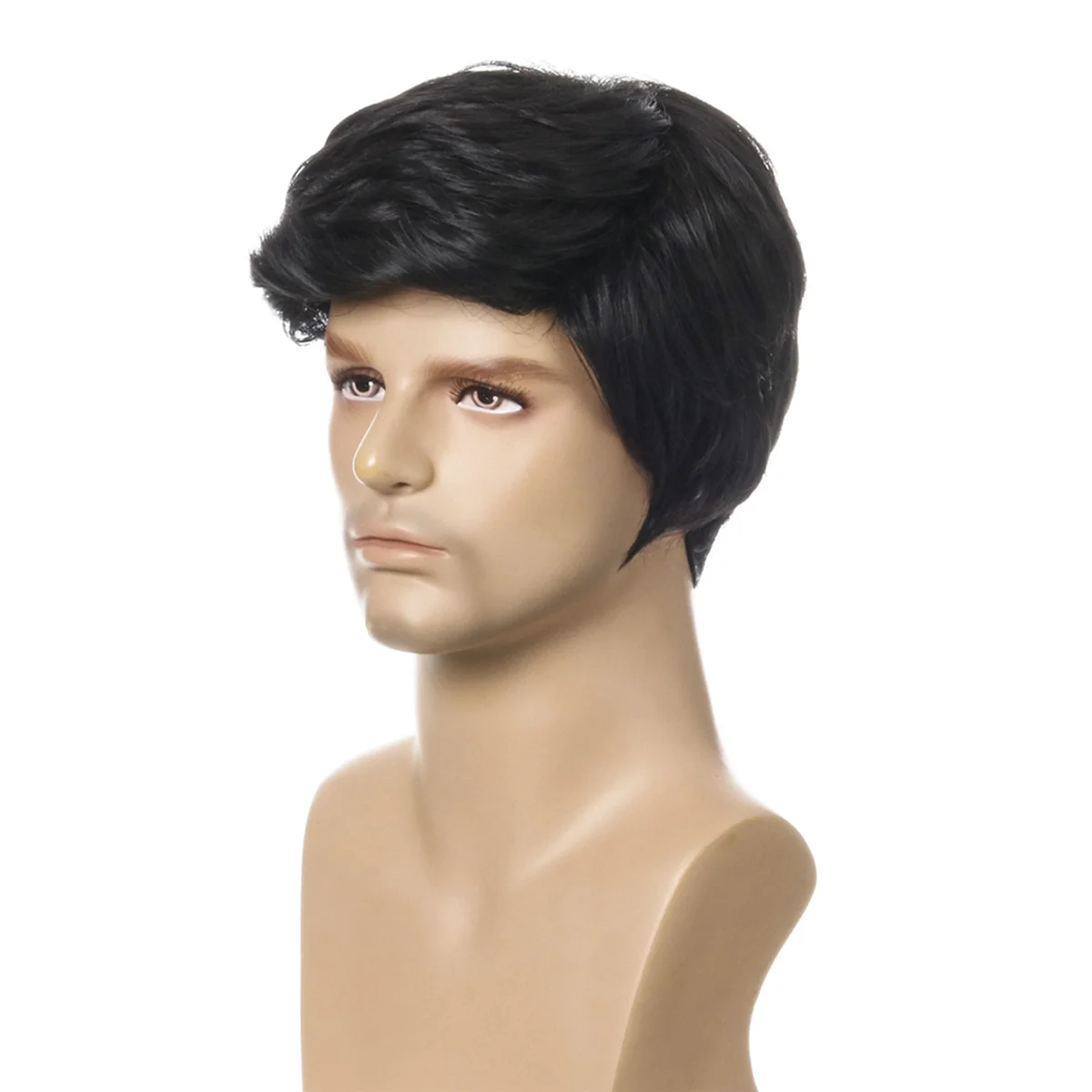 ABGN 5X شعر مستعار أنيق قصير أسود ذكر مستقيم شعر مستعار اصطناعي للرجال الشعر الصوف واقعية شعر مستعار أسود طبيعي الباروكات