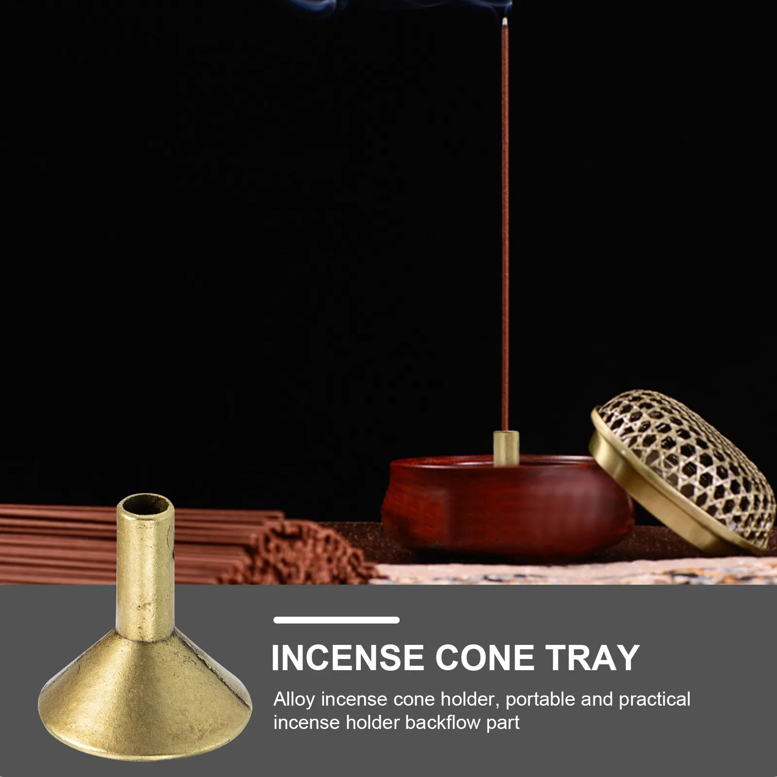 50Pcs Metal Incense Cone Tray Backflow Censer Holder Simple Structure Easy Use for Bedroom Yoga Room Tea Space Incense Stick
