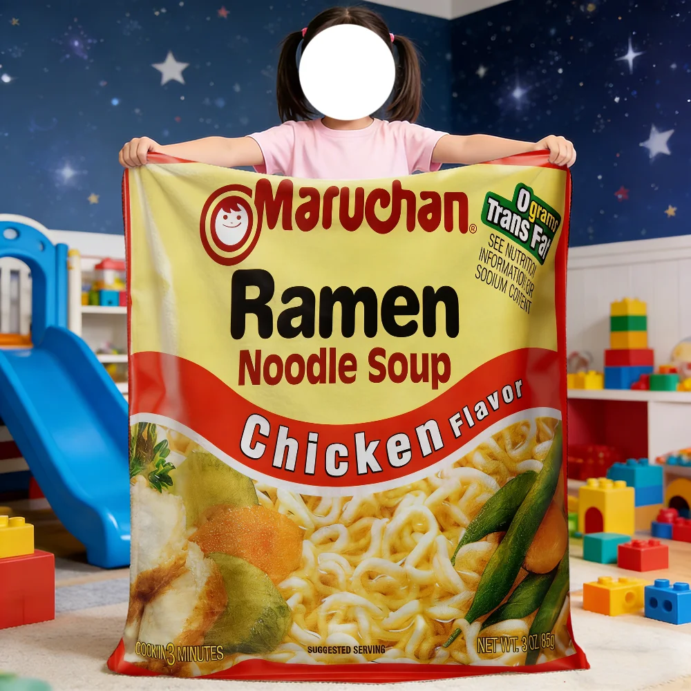 Manta de Sopa de Fideos Ramen con Sabor a Pollo, Manta Suave para Picnic, Cama, Sofá, Hogar, Dormitorio, Acogedora, Cálida y Cómoda