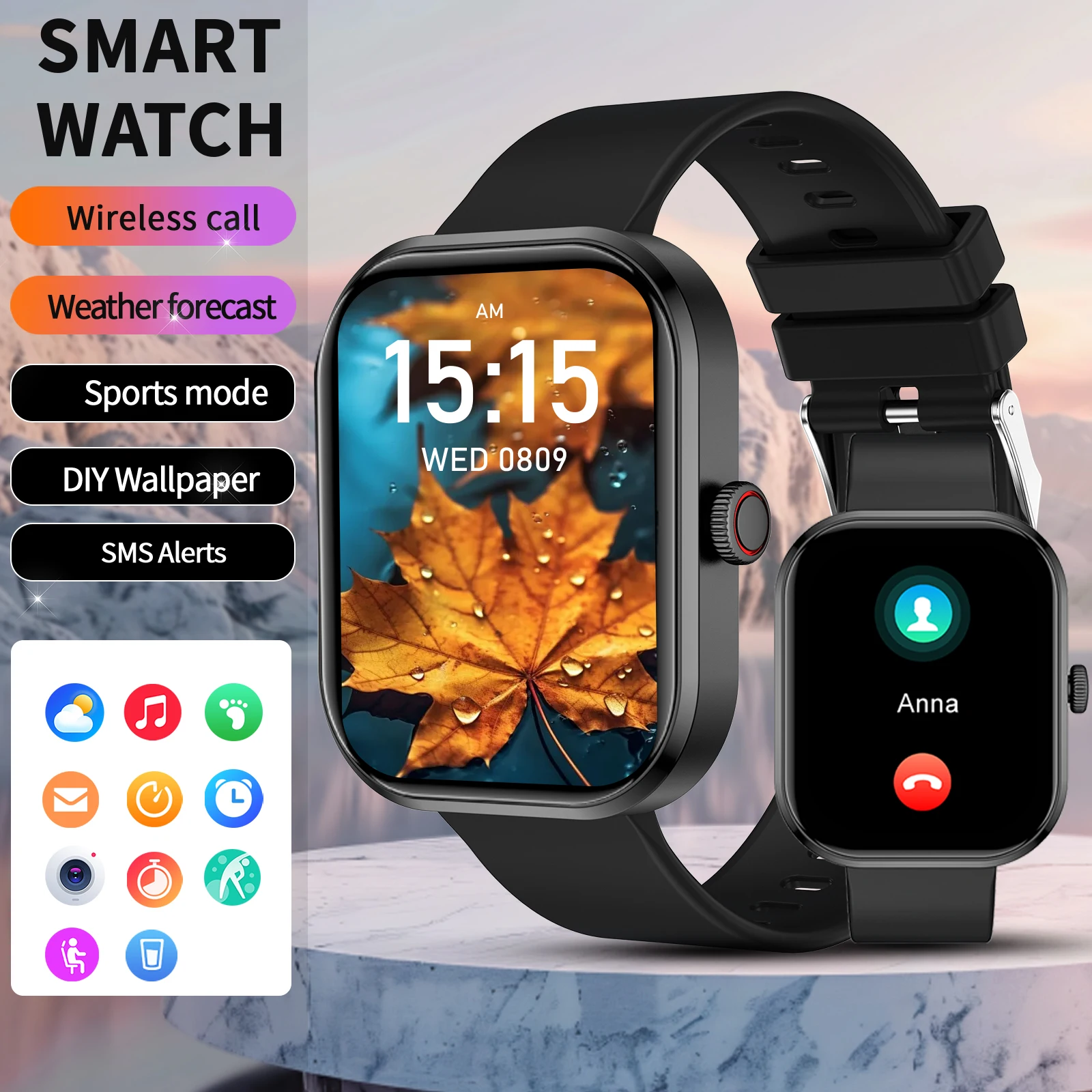 

Smart watch, wireless calling /dial, multi -Sport mode,Various APP Reminders