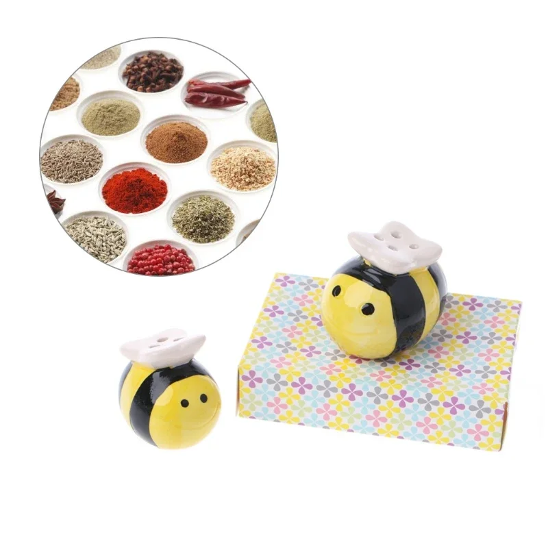 Ceramic Salt  Pepper Shaker Flying Bee Style Seasoning Pot Cooking Tableware