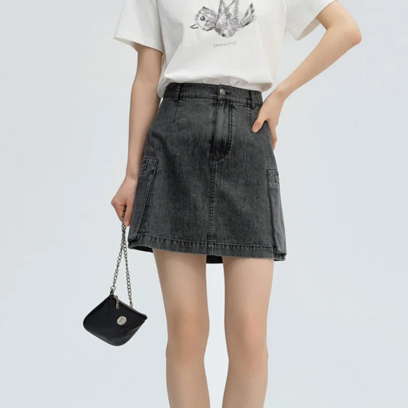 ANJY Spring Summer New Women Fashionable Washed Versatile Stylish Slim A-line Denim Skirt Vintage High Street Chic Skirts A24696
