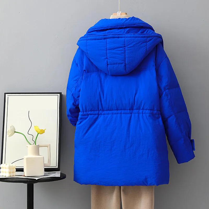 Đen Xuống Áo Khoác Nữ Thời Trang Có Mũ Áo Khoác Ấm Casual Nữ Parkas Nữ Xuống Áo Khoác Mùa Thu Và Mùa Đông