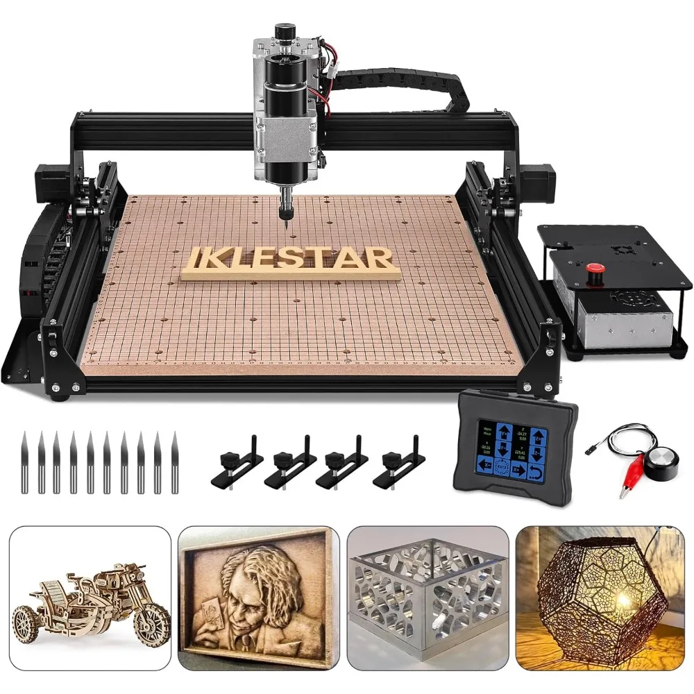 

500W Spindle CNC Machine for Metal, 3 Axis Desktop CNC Router with Offline Controller, 430 x 390 x 90mm Working Area