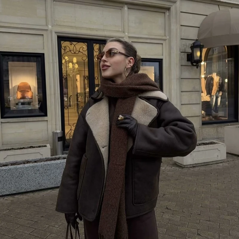 

2025 Autumn and Winter Hot Selling New High-end Faux Fur Integrated Double-sided Lapel Jacket