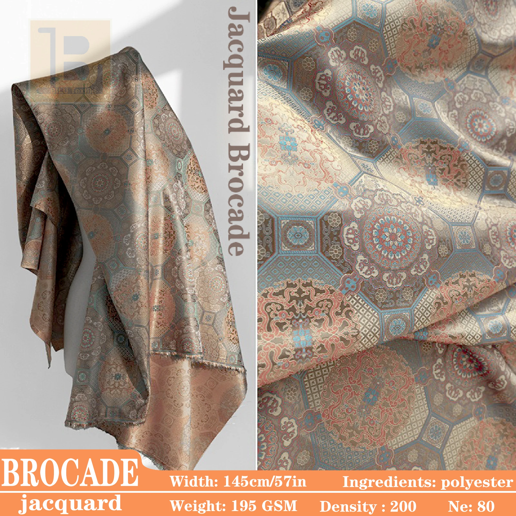 

Brocade Satin Jacquard Fabric for Dresses, Shirts, Women's and Children's Clothing - Designer Sewing Material by the Yard