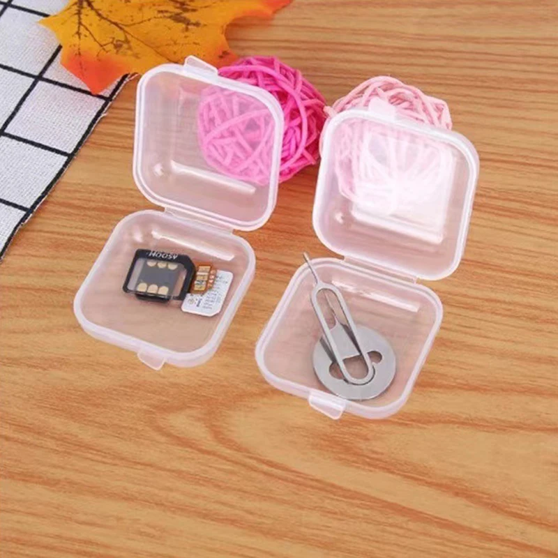 10Pcs/lot  Mini Storage Box Transparent Square Plastic Case Earring Ring Jewelry Packaging Portable Grocery Storager