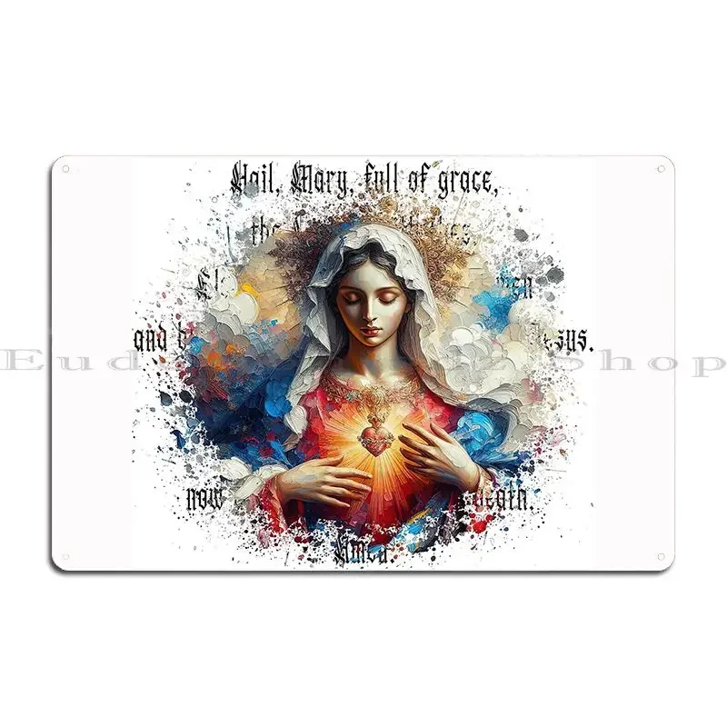 Holly Maria María Jesús Virgen María Madona Placa de Metal Placas de cine Decoración Personaje Placa de pared Cartel de estaño Póster