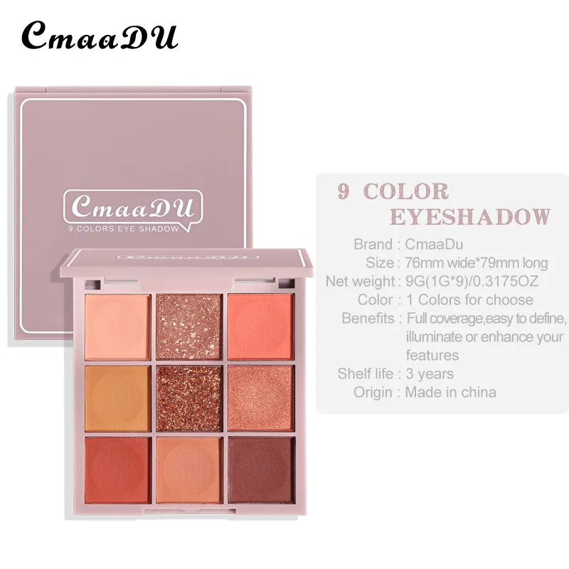 Pro Makeup Smokey Style Matte Eye Shadow Palette 9 Color Nude Balm Minerals Powder Pigments Glitter Eyeshadow Pallete Make Up